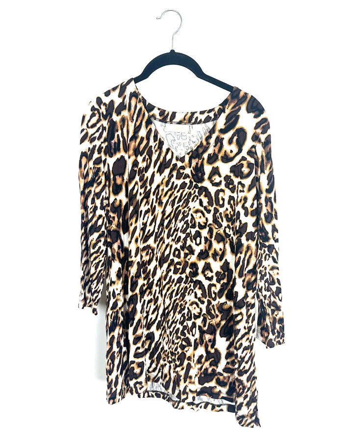 Brown Leopard Print Top - Size 6/8
