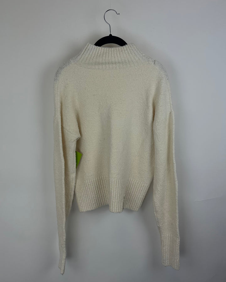 White Ribbed Sweater - Medium