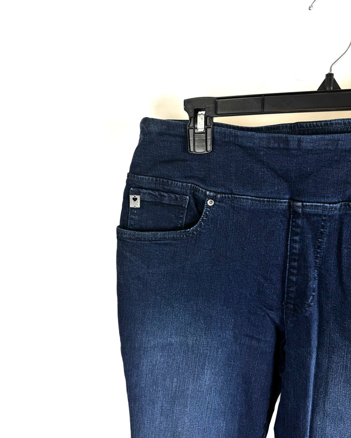 Dark Wash Pocket Frayed Jeans - Size 12