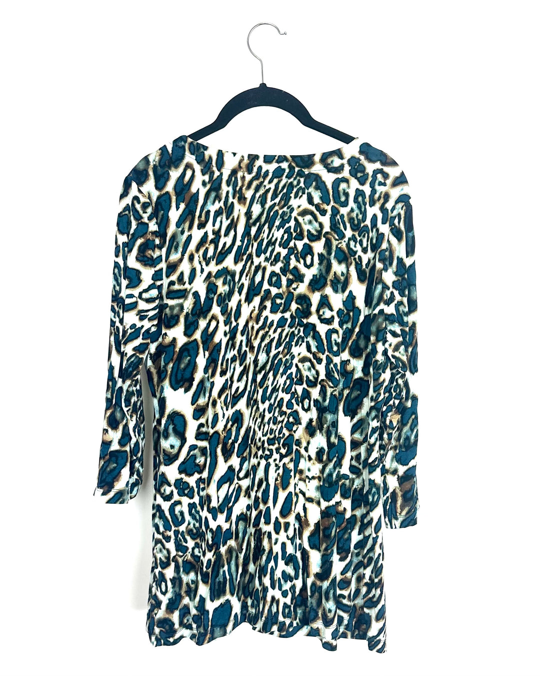 Teal Blue Leopard Print Top - Size 6/8