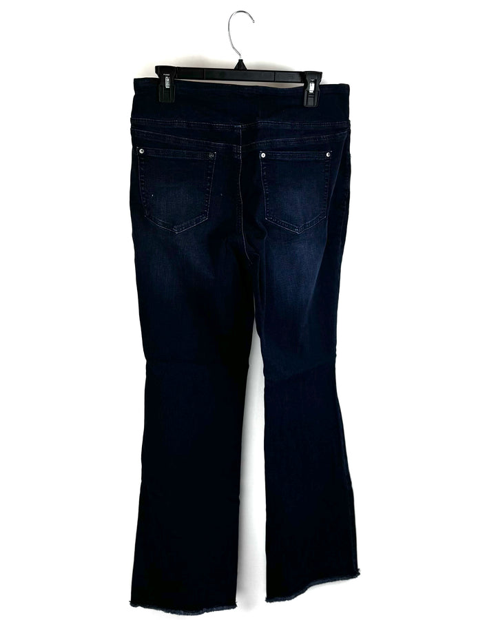 Dark Wash Pocket Frayed Jeans - Size 12