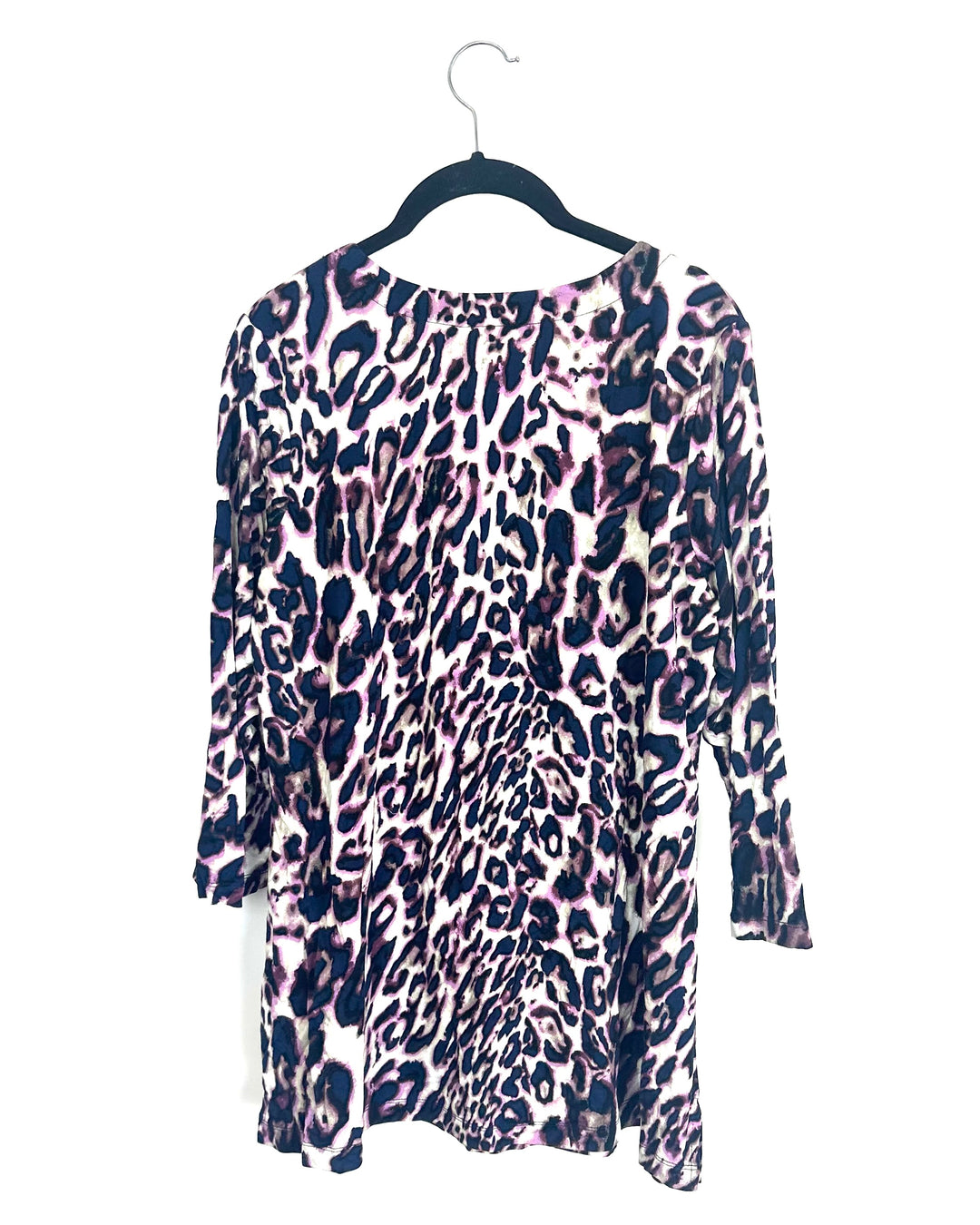 Navy & Purple Leopard Print Top - Size 6/8