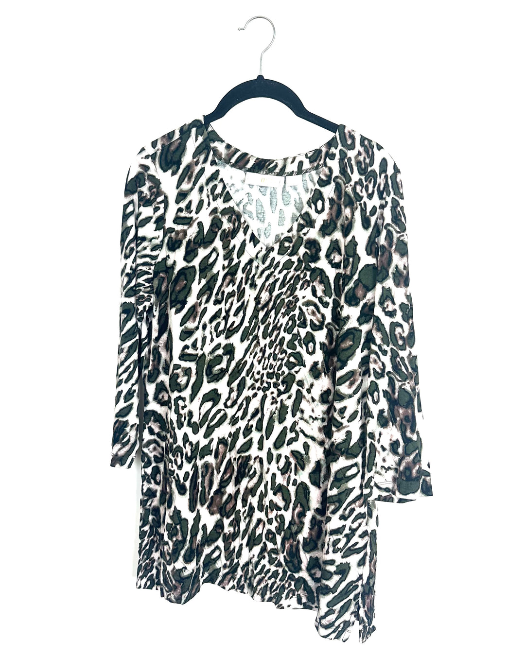 Olive Green Leopard Top - Size 6/8