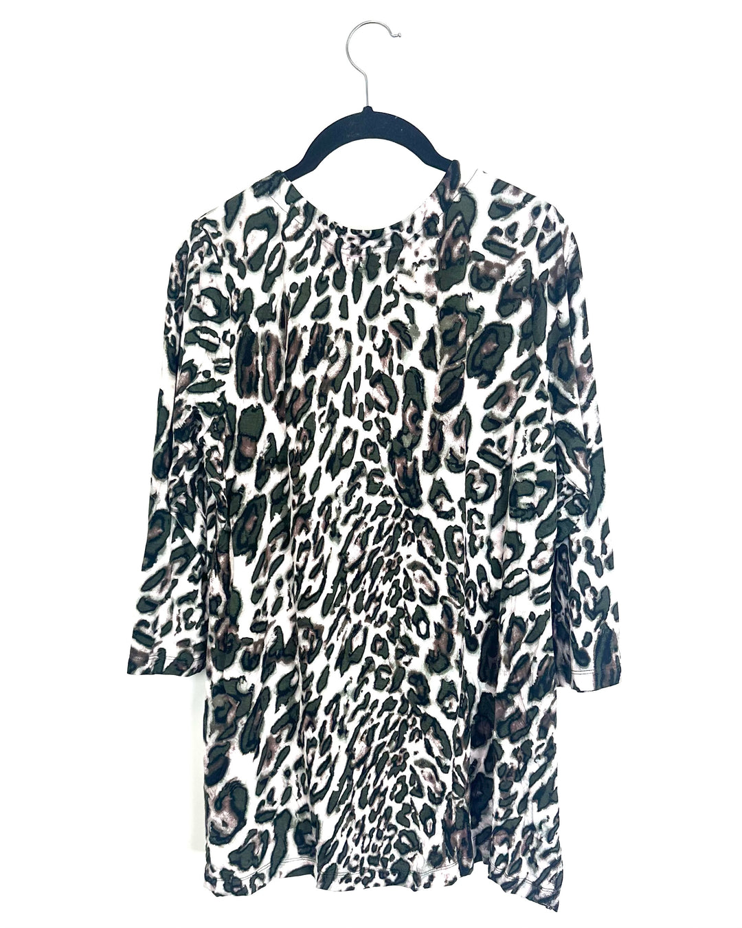 Olive Green Leopard Top - Size 6/8