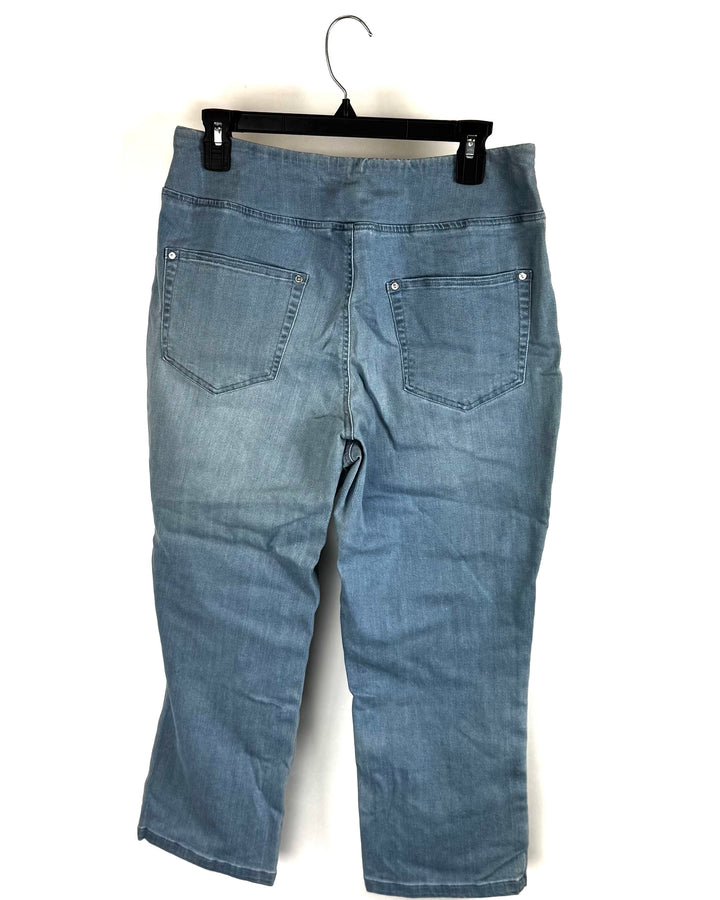 Light Wash Elastic Waistband Jeans - Size 12