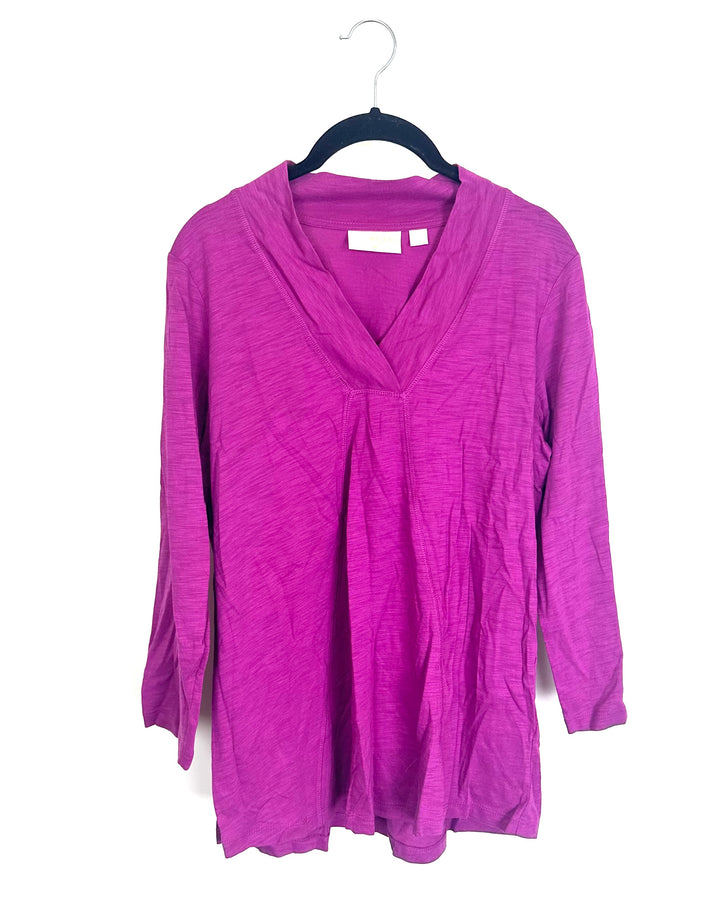 Magenta Pink V-Neck Panel Top - Size 6/8