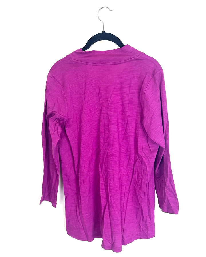 Magenta Pink V-Neck Panel Top - Size 6/8