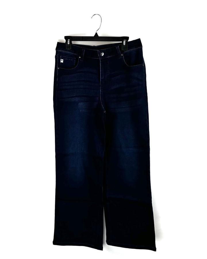 Dark Blue Straight Leg Jeans - Size 12