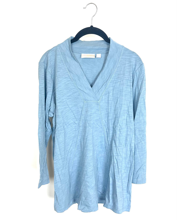 Periwinkle Blue V-Neck Panel Top - Size 6/8