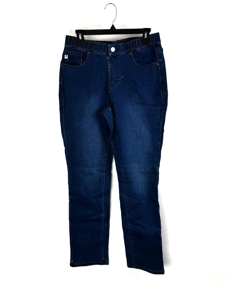 Medium Wash Elastic Waistband Jeans - Size 12