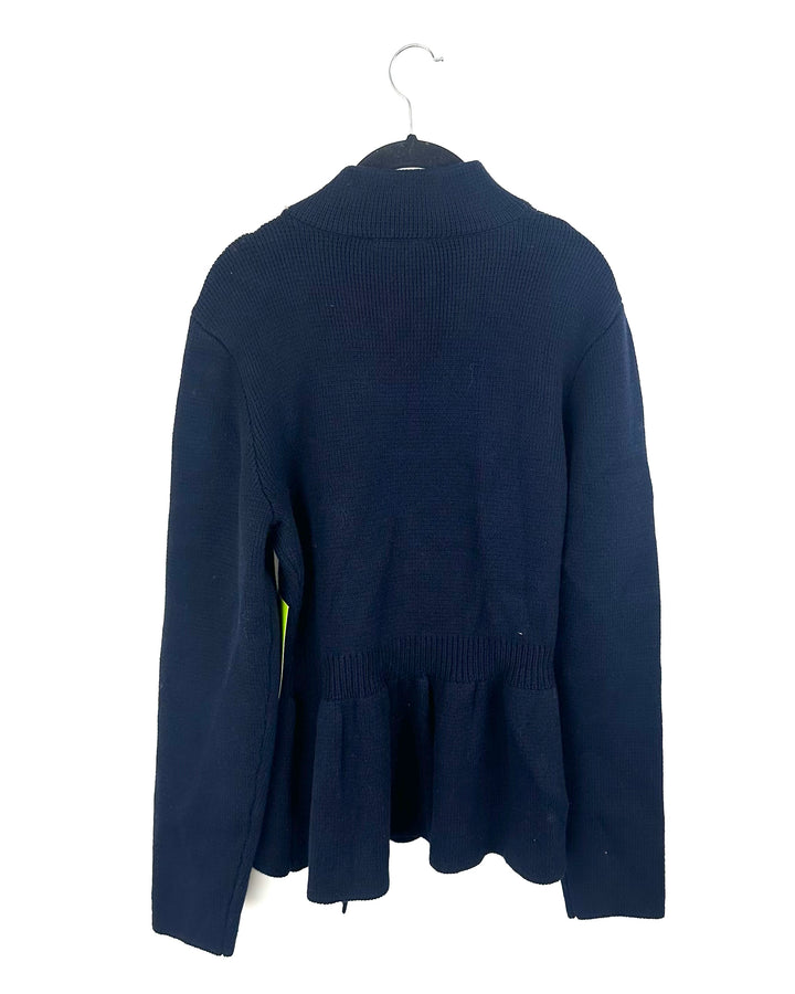 Navy Blue Button Sweater - Medium