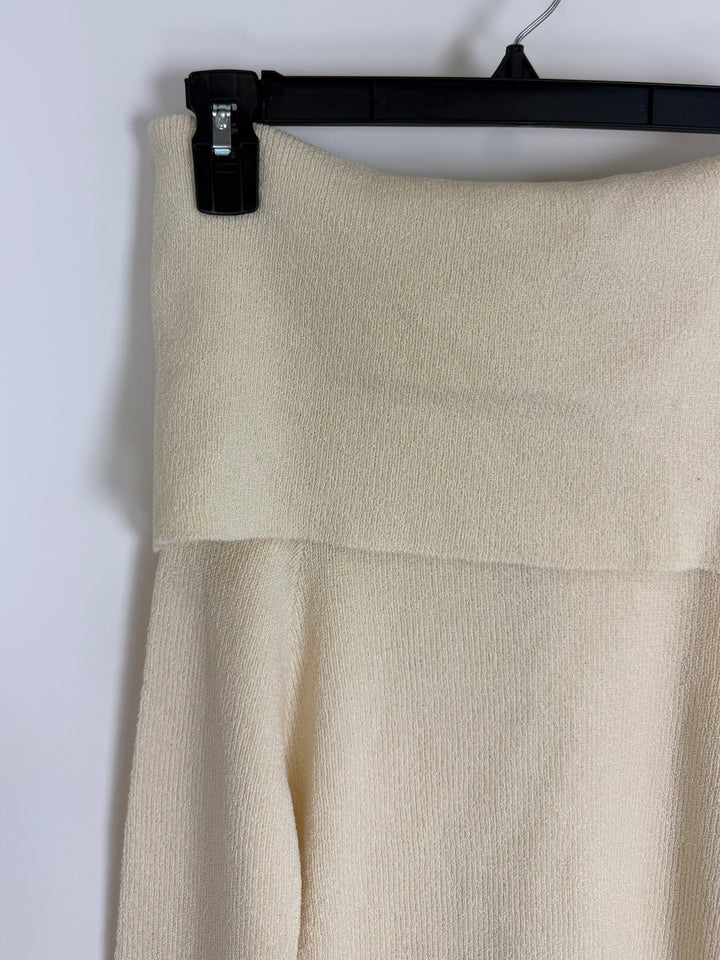 Cream Ribbed Foldover Sweater - Size 0/2