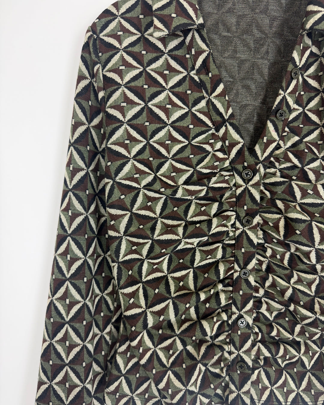 Green and Brown Printed Top - Size 4/6