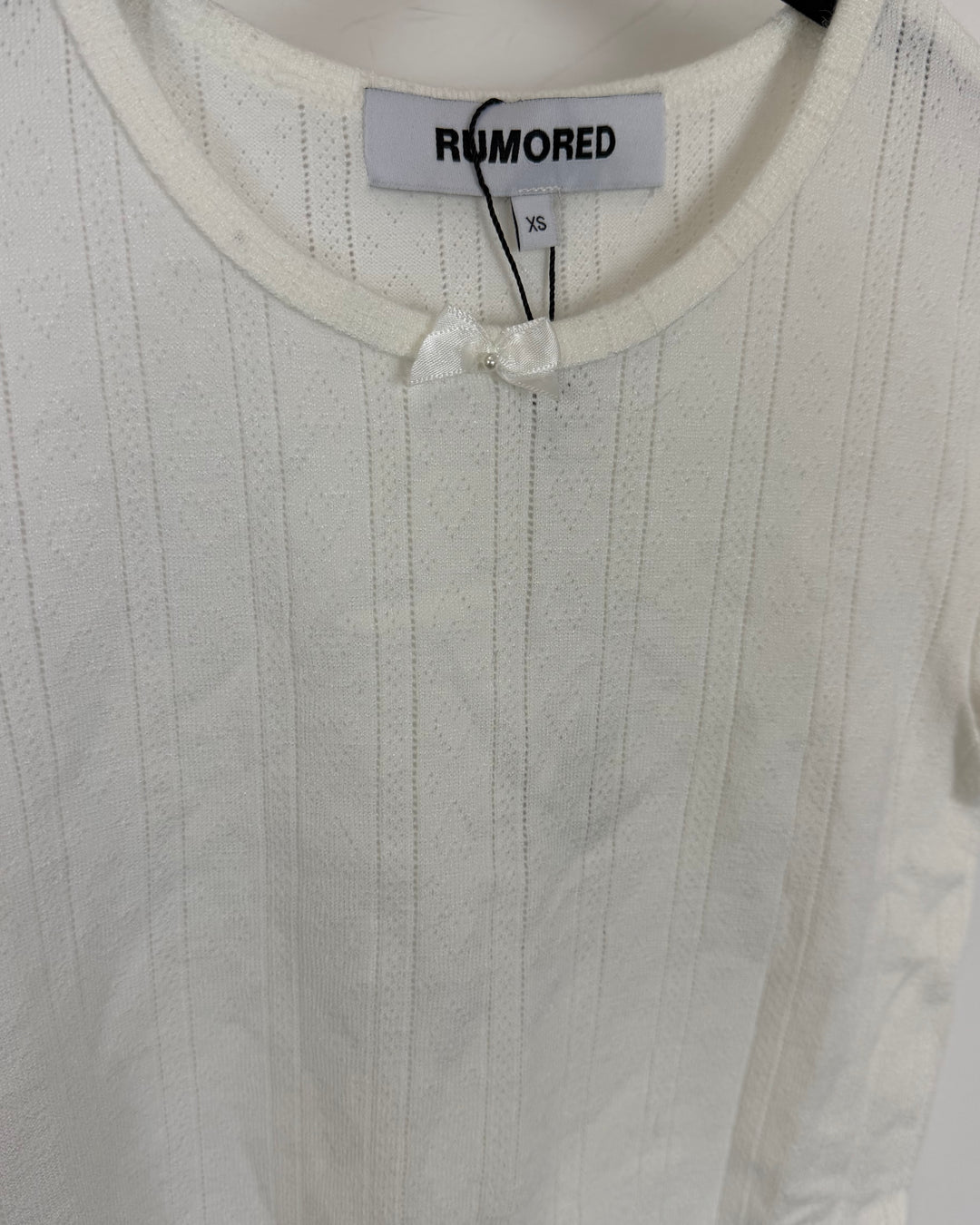 White Ruffled Top with Bow Detail - Size 0/2