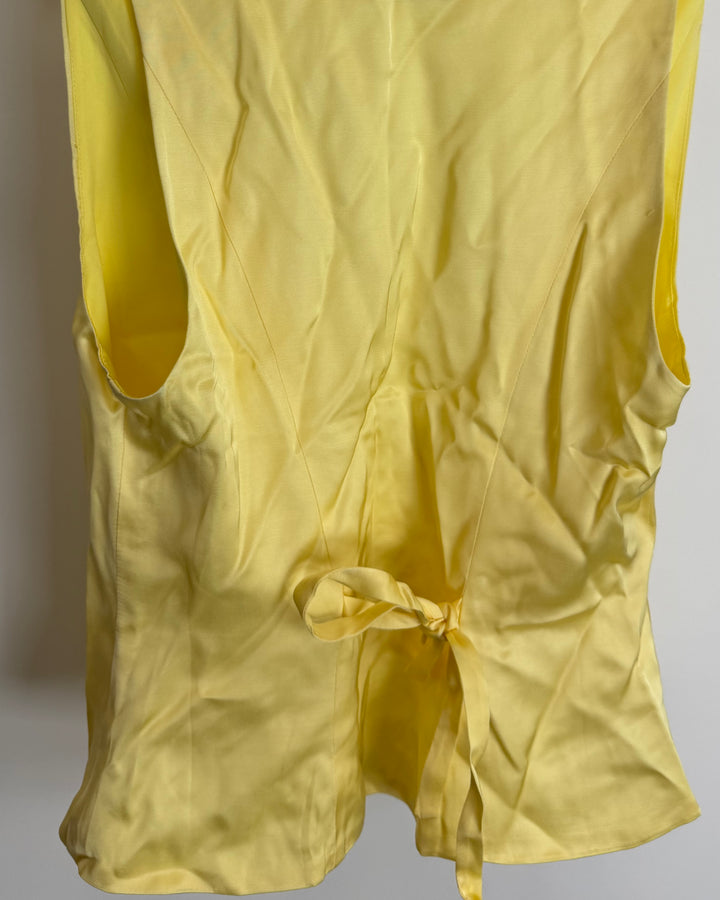 Bright Yellow Button Down Lace Trim Vest - Size 0/2