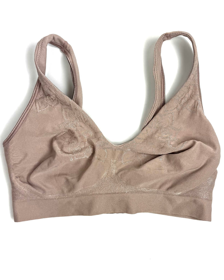 Mocha Floral Seamless Bra - Small