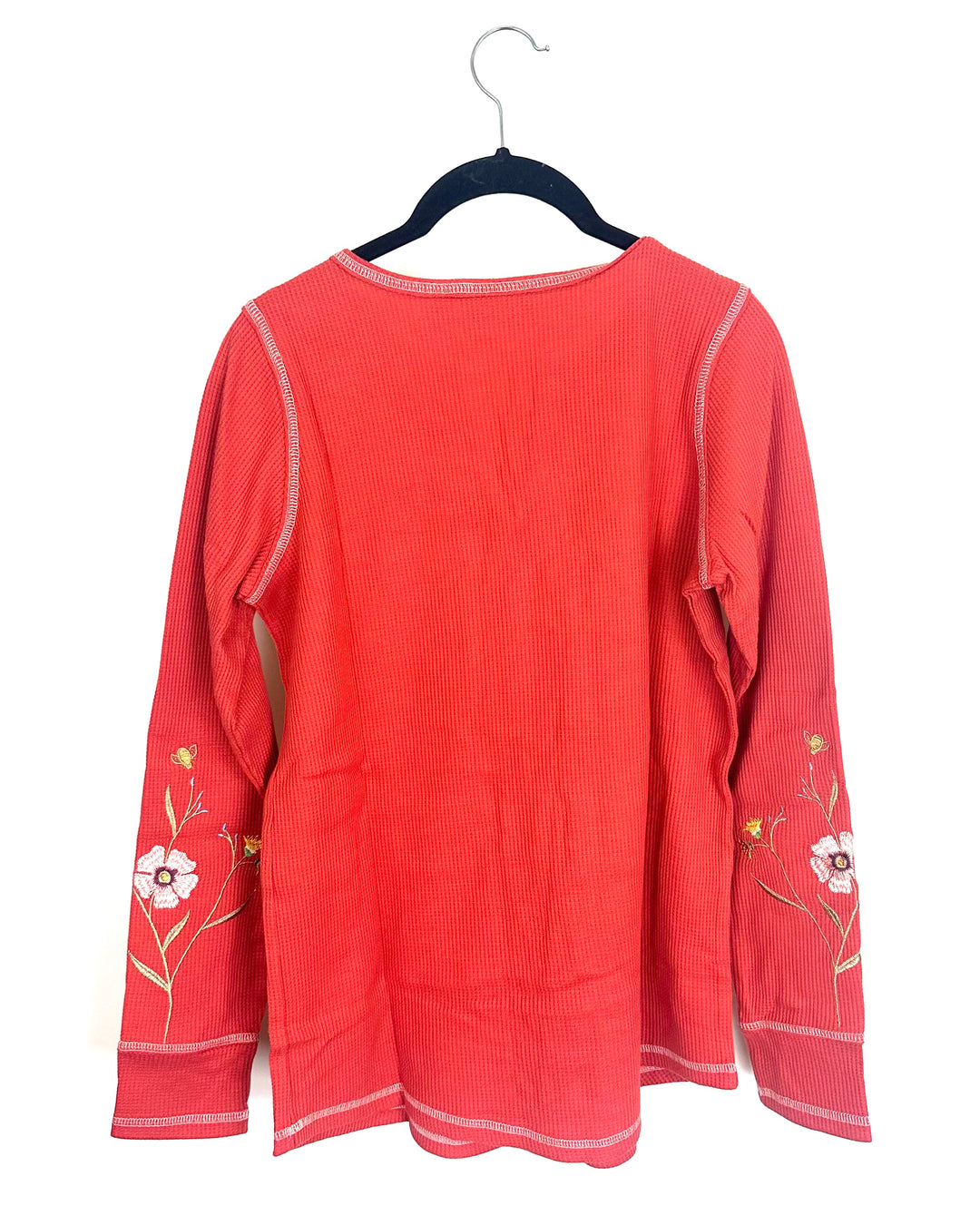 Muted Orange Embroidered Floral Top  - Size 6/8