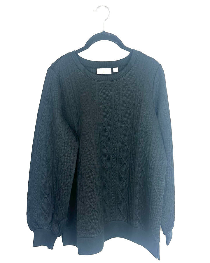Black Cable Textured Sweater - Size 6/8