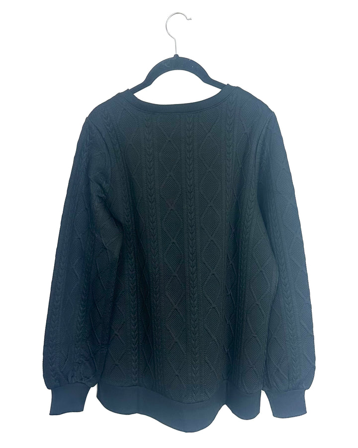 Black Cable Textured Sweater - Size 6/8