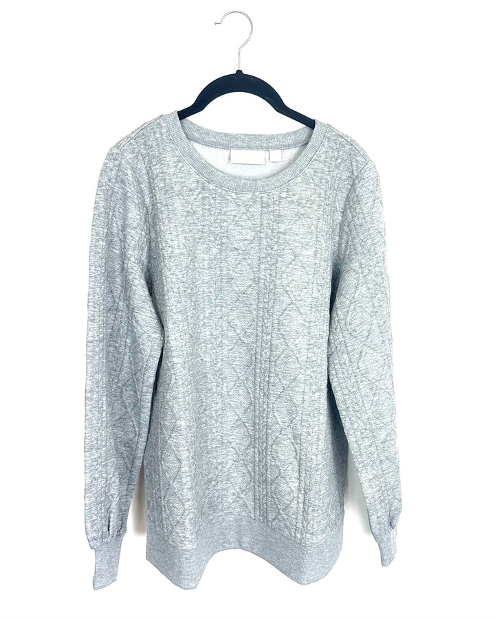 Heather Grey Cable Textured Sweater - Size 6/8