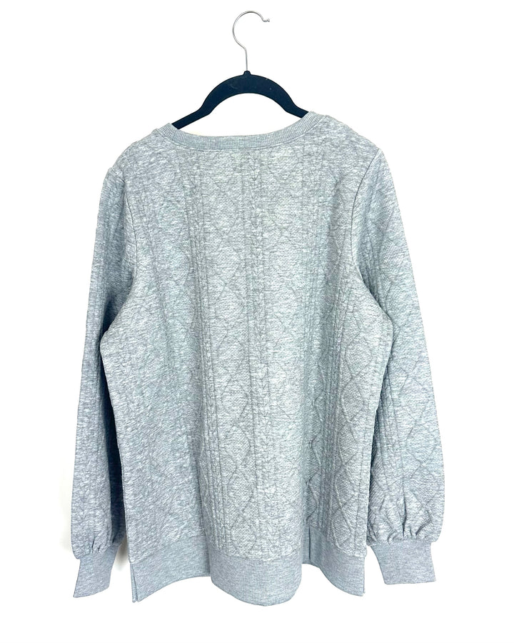 Heather Grey Cable Textured Sweater - Size 6/8