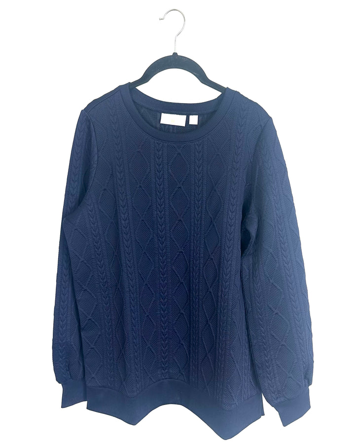 Dark Blue Cable Textured Sweater - Size 6/8