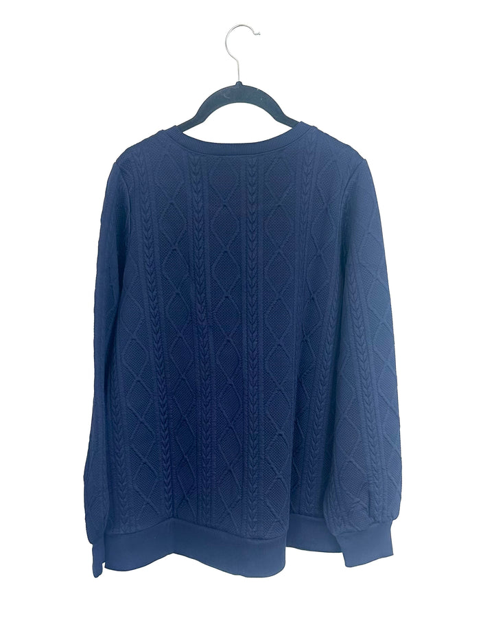 Dark Blue Cable Textured Sweater - Size 6/8