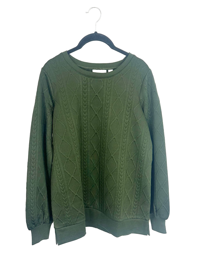 Forest Green Cable Textured Sweater - Size 6/8