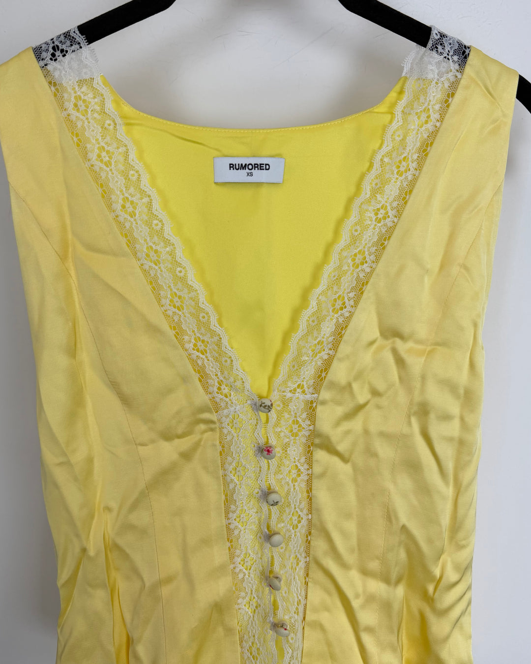 Bright Yellow Button Down Lace Trim Vest - Size 0/2