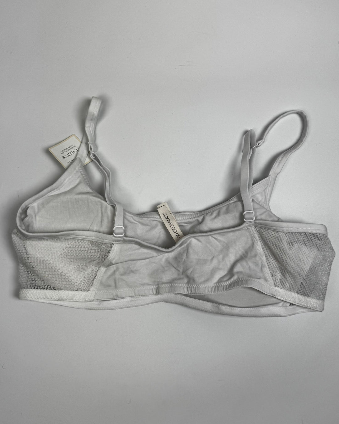 White Padded Unlined Mesh Bralette - Extra Large