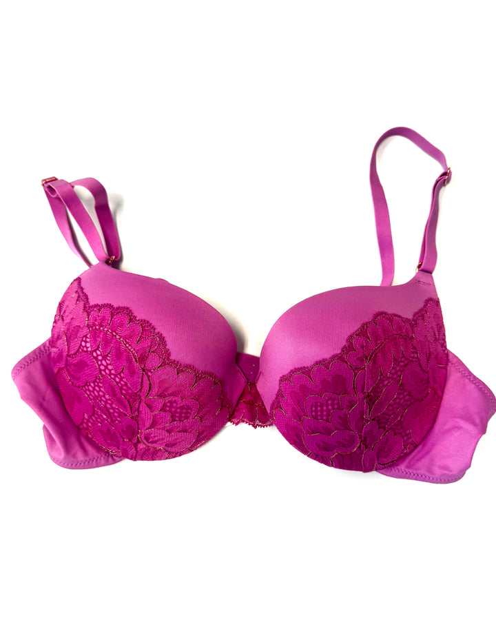 Magenta Purple Lace Push-Up Bra- 34B