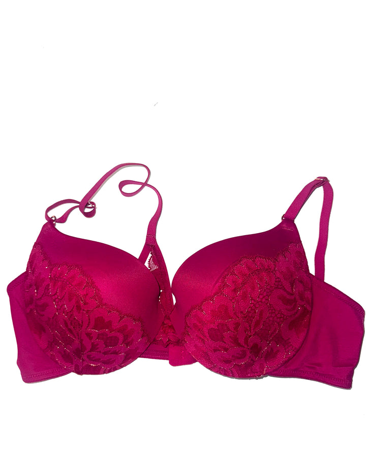 Hot Pink Lace Push-Up Bra- 34B