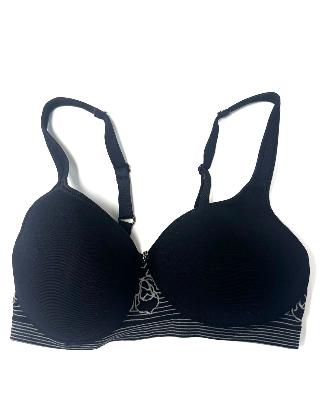 Charcol Black Floral T-Shirt Bra - 34 B
