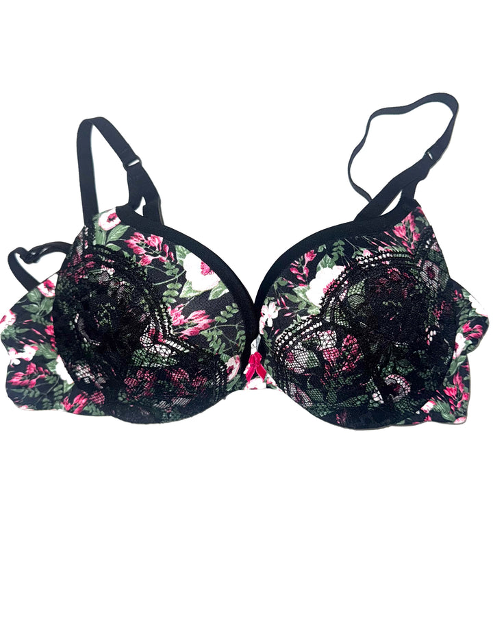 Black Night Floral Push-Up Bra- 34B