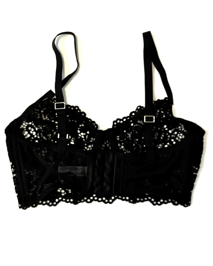 Black Lace Longline Underwire Bra - 34B