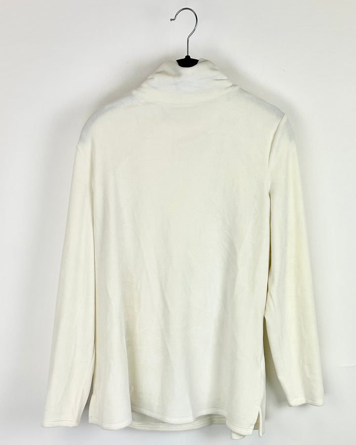 Soft Vanilla Fuzzy Mock Neck Top-  Size 6/8
