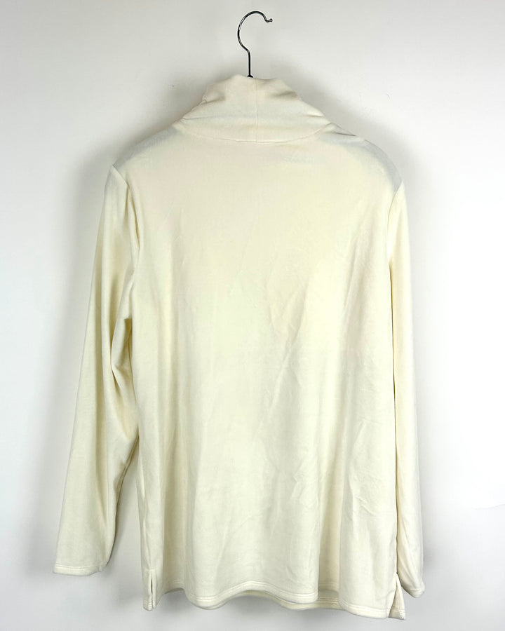 Soft Vanilla Fuzzy Mock Neck Top-  Size 6/8