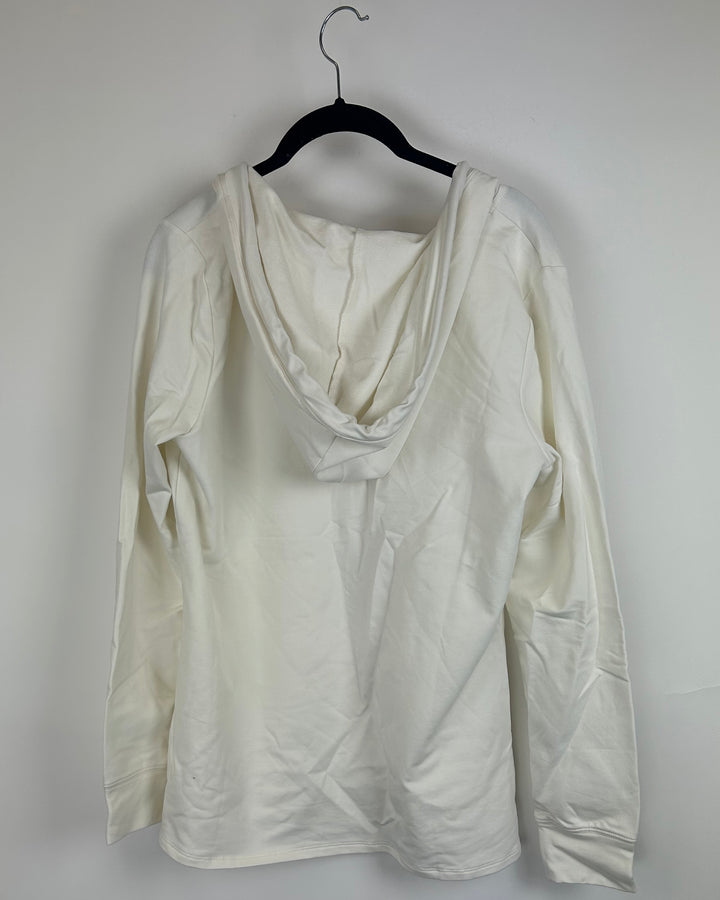 Ivory White Silver Drawstring Hoodie - Size 6/8