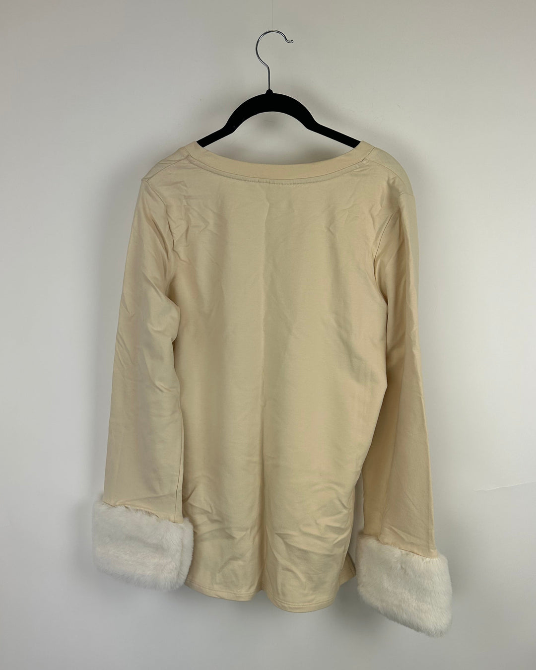 Tan V-neck Faux Fur Cuffed Long Sleeve - Size 6