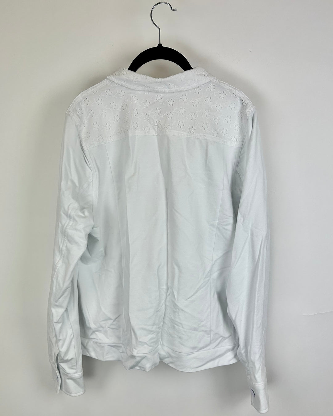 All-White Floral Eyelet Lightweight Jacket - Size 10/12