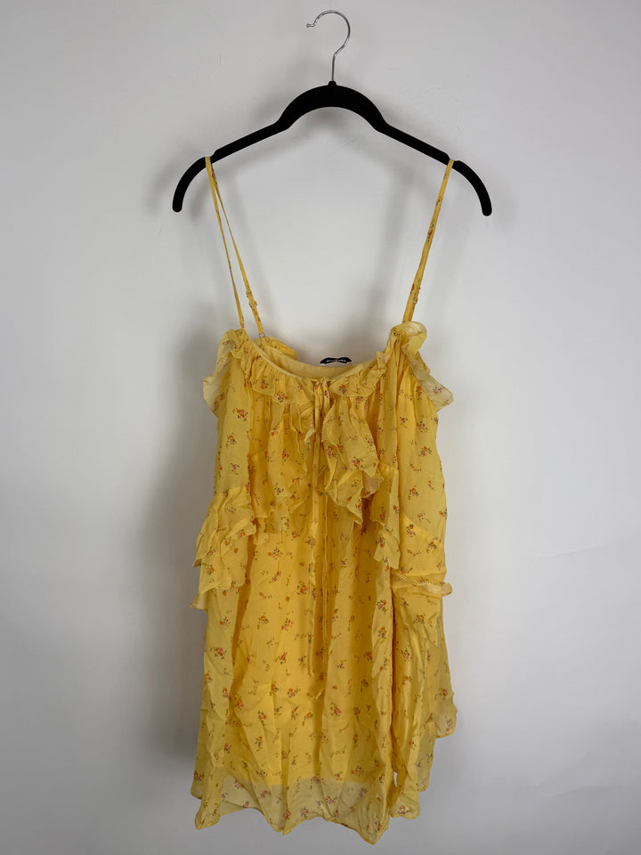 Yellow Floral Ruffle Camisole - Size 0/2