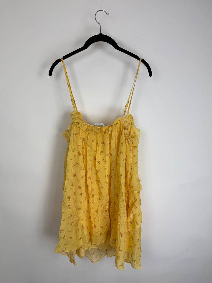 Yellow Floral Ruffle Camisole - Size 0/2