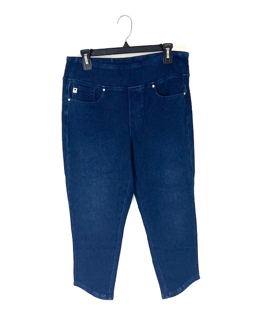 Dark Wash Slanted Hem Jeans - Size 12