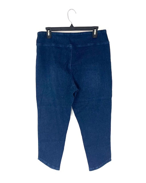 Dark Wash Slanted Hem Jeans - Size 12
