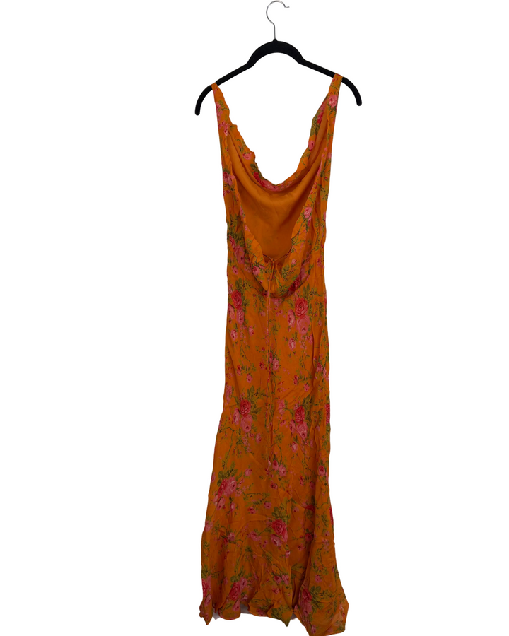 Orange and Pink Floral Long Dress - Size 00/0 and 2/4