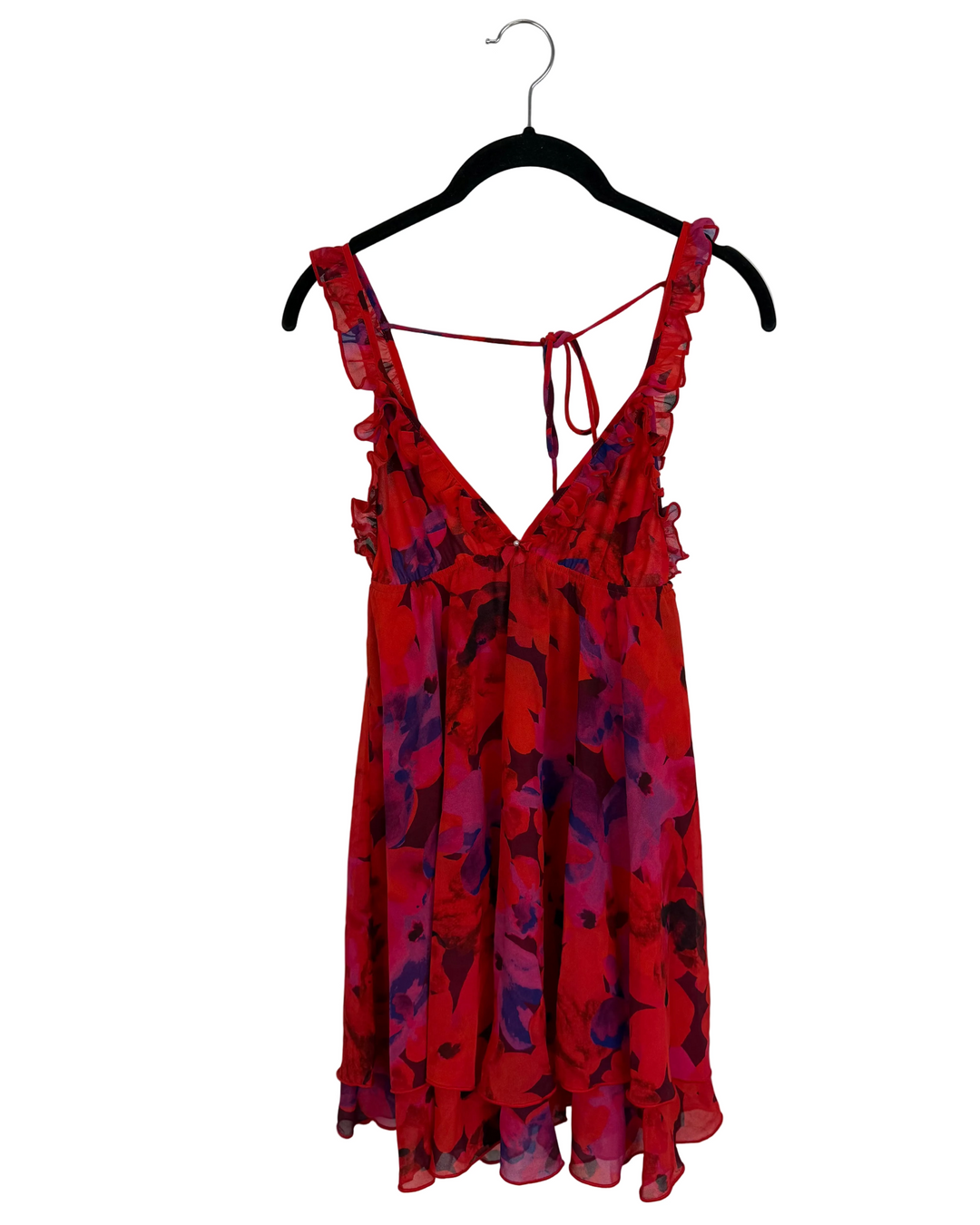 Red Tropical Floral Ruffle Dress - Size 0/2 and 2/4