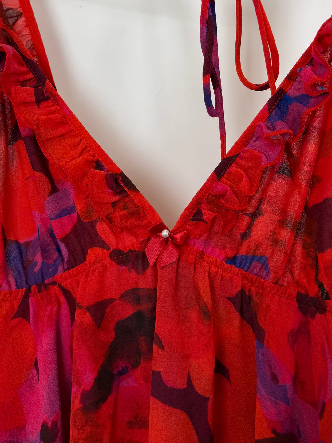 Red Tropical Floral Ruffle Dress - Size 0/2 and 2/4