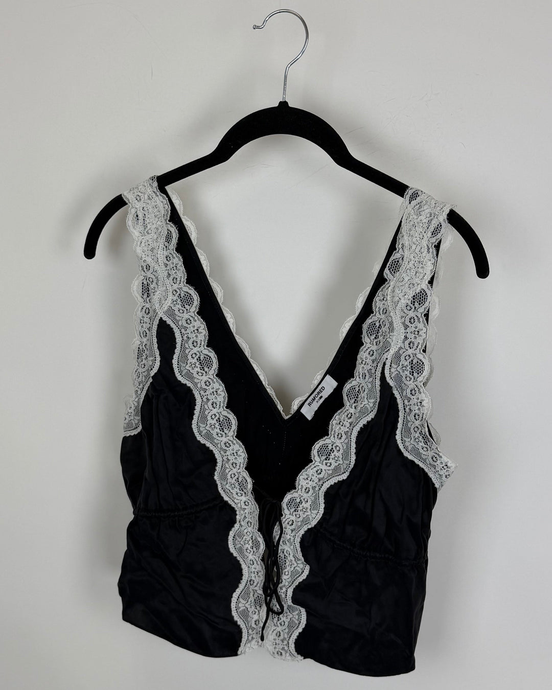 Black and white lace tie blouse - 0/2 and 2/4