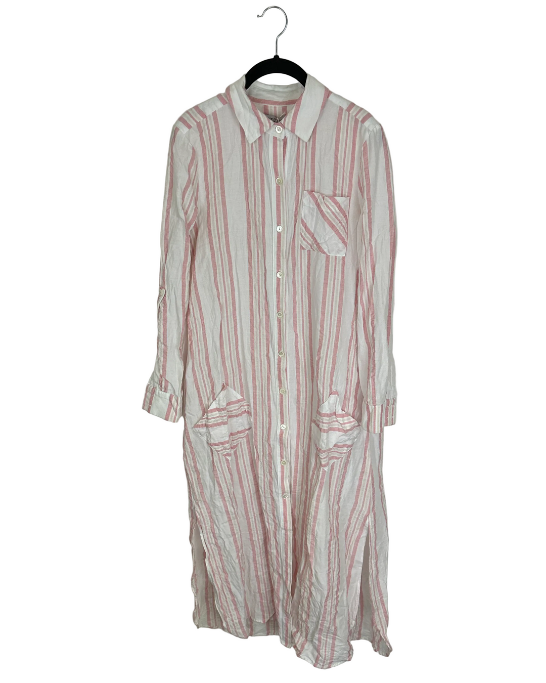 White Striped Shirt Dress - Size 4/6