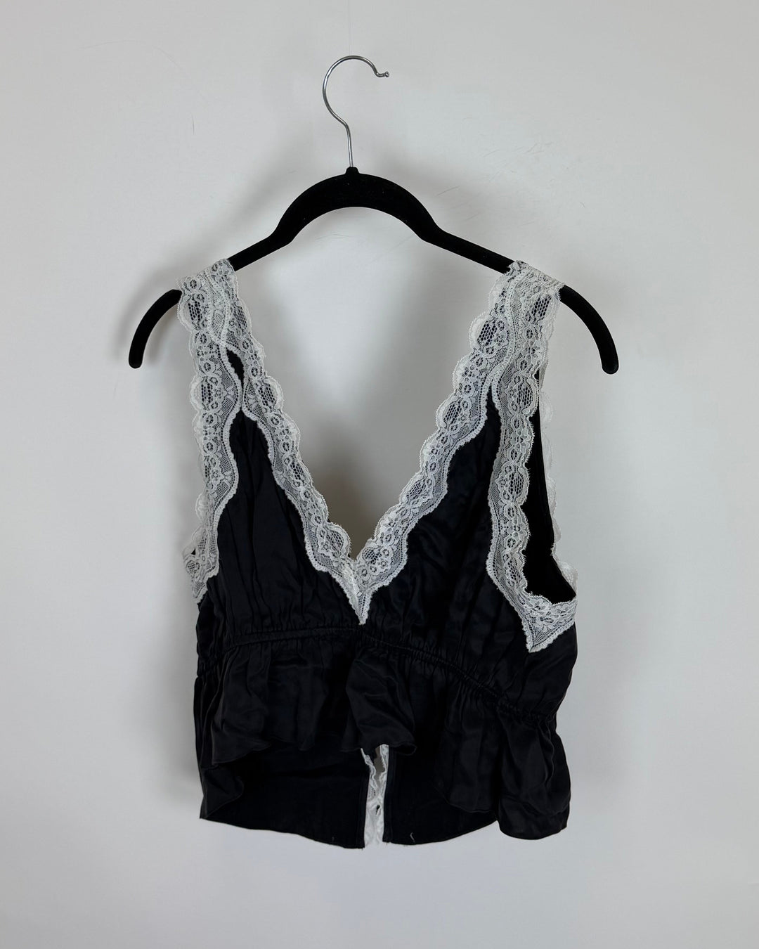 Black and white lace tie blouse - 0/2 and 2/4